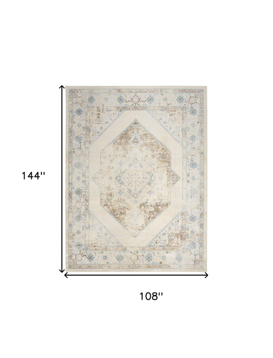 9' X 12' Geometric Area Rug (551390) - Ivory / Blue
