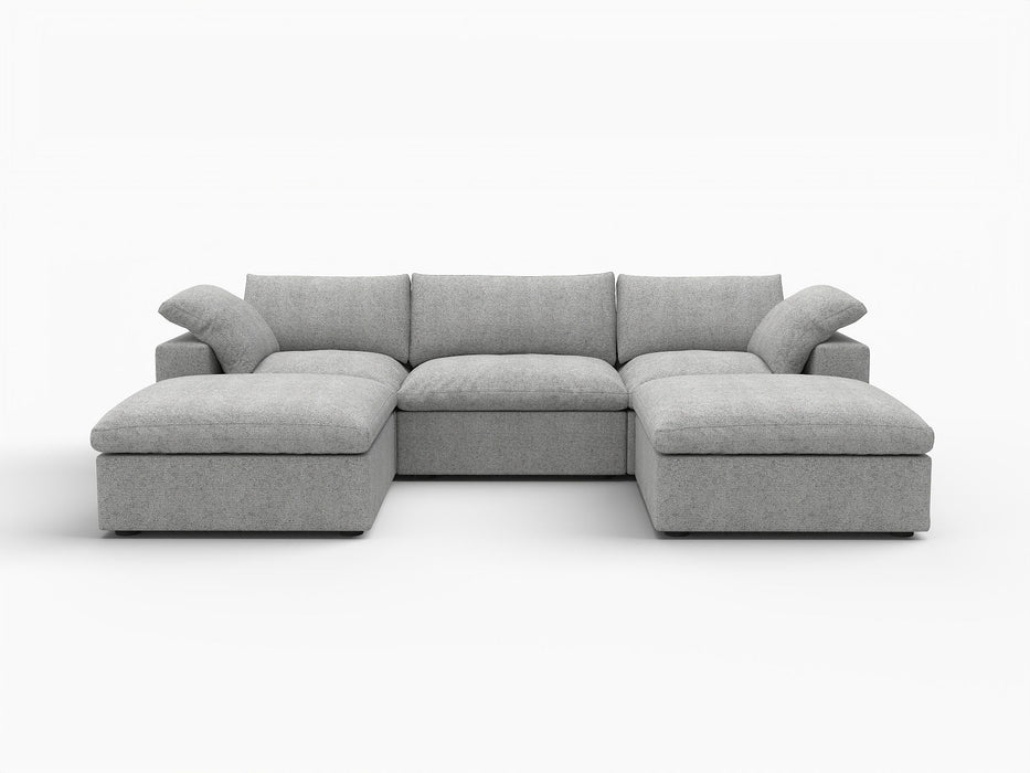 120" 2 Piece Living Room Set Blend Modular Sofa With Ottoman Storage - Light Gray