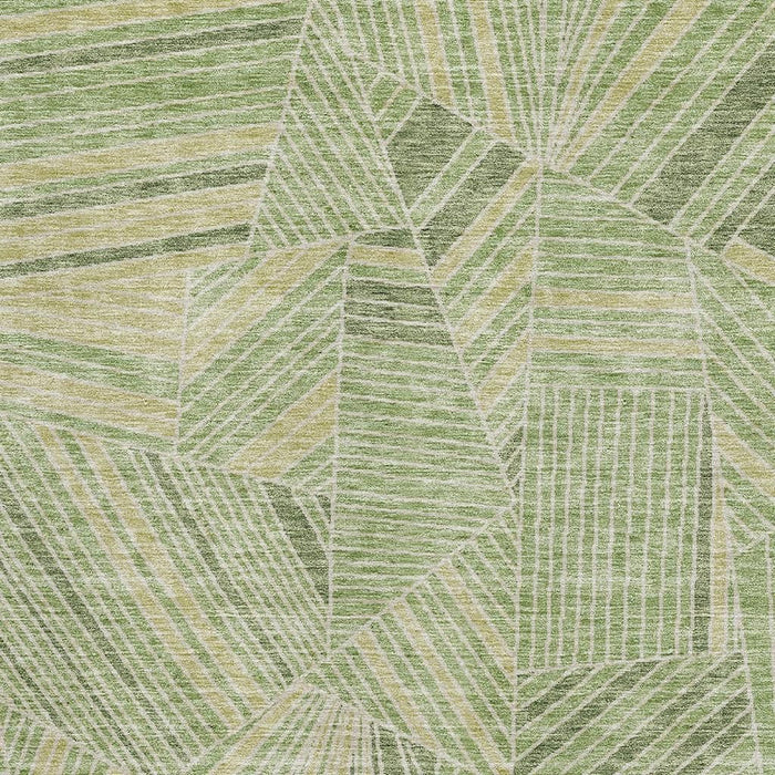 10' X 14' Geometric Washable Area Rug With UV Protection (672773) - Green / Beige
