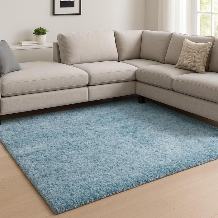 9' X 13' Shag Area Rug (571051) - Sky Blue