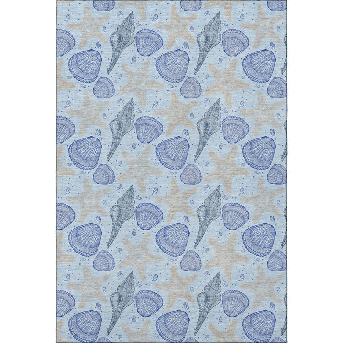 10' X 14' Geometric Washable Area Rug With UV Protection (645774) - Blue / Beige