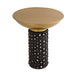TOV Furniture Blaze glass and brass side table with light brown finish, modern accent piece with sleek design and sturdy construction.