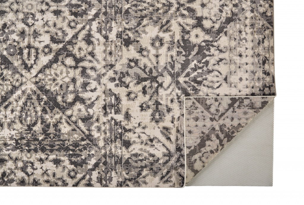 10' x 14' Abstract Stain Resistant Area Rug - Gray Ivory And Silver