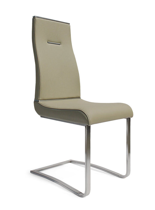Upholstered Faux Leather Dining Side Chairs (Set of 2) - Gray / Silver