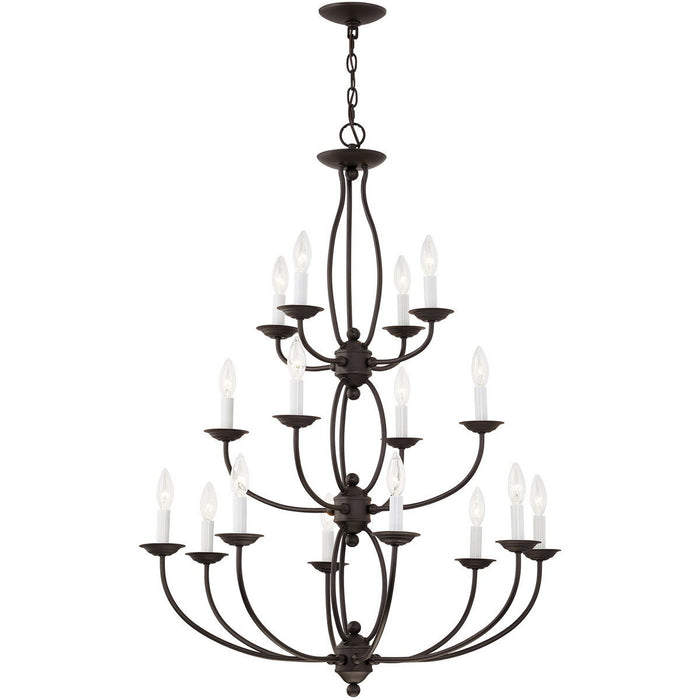 42" Multi Light Metal Dimmable Chandelier With Shades - Bronze
