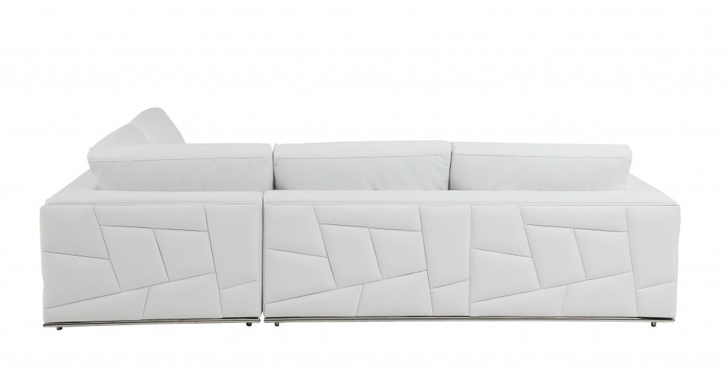 Italian Leather Reclining L Shaped 2 Piece Corner Sectional - White