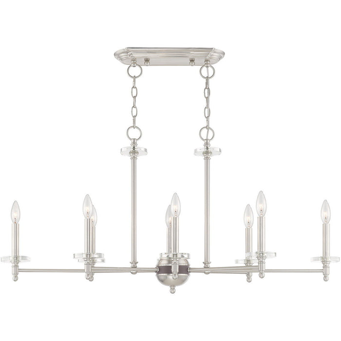 20" Eight Light Dimmable Chandelier With Shades - Nickel