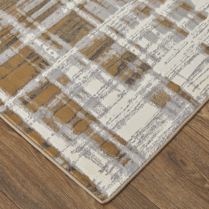 10' x 13' Abstract Power Loom Area Rug - Blue Orange And Gray