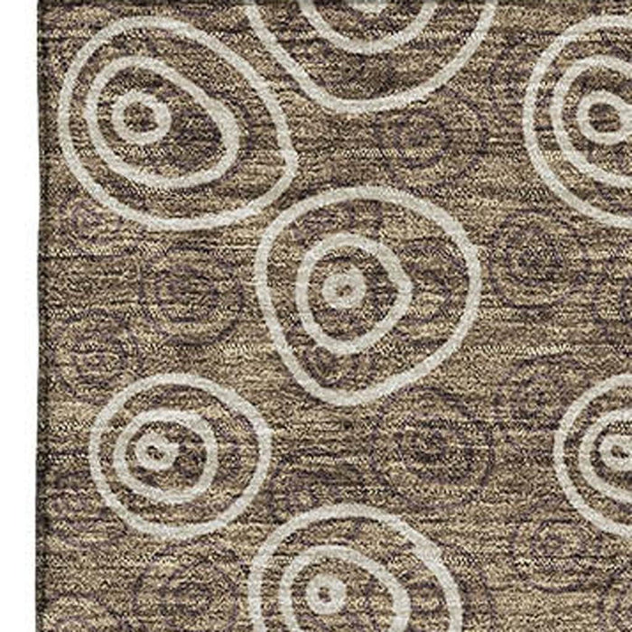 10' X 14' Polka Dot Washable Area Rug With UV Protection - Brown And Ivory