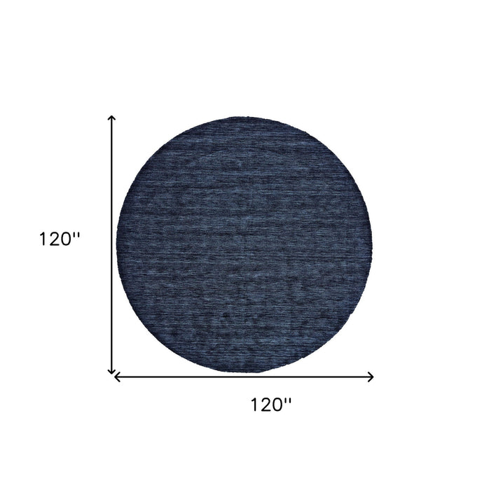10' Round Wool Hand Woven Area Rug - Blue