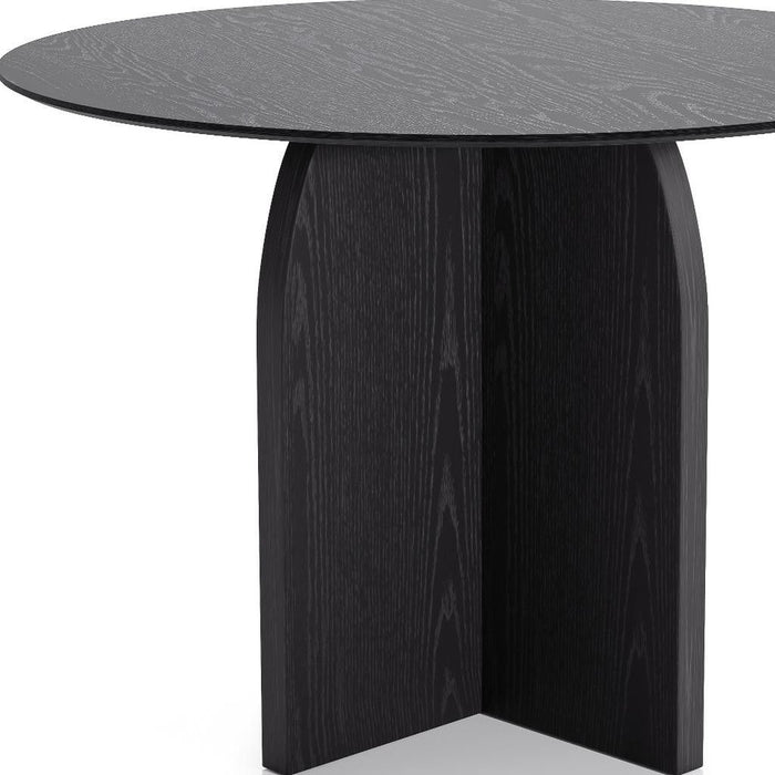 42" Solid Wood Pedestal Base Round Top Dining Table - Black