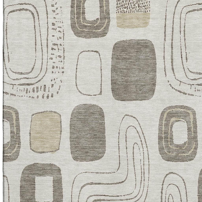 10' X 14' Geometric Washable Area Rug With UV Protection (696638) - Beige / Taupe / Khaki