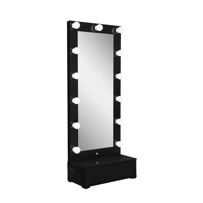 74" Lighted Freestanding Framed Full Length Mirror - Black