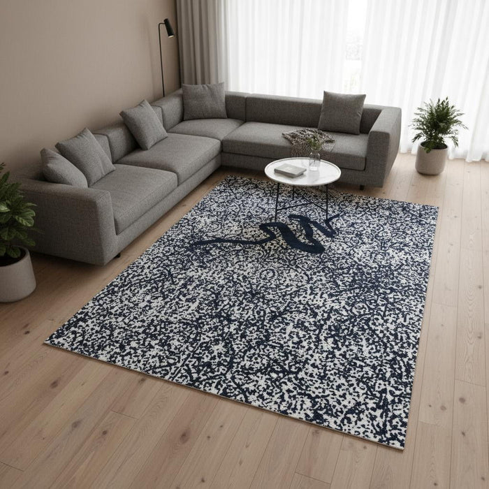 8' X 11' Abstract Washable Area Rug With UV Protection (610018) - Beige / Blue