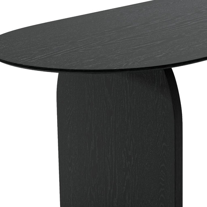 79" Solid Wood Mirrored Double Pedestal Base Oval Dining Table - Black