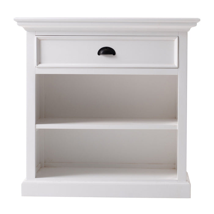 Classic Large Nightstand With Shelves - White