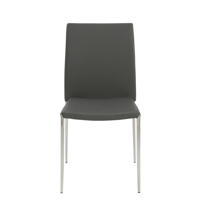 Leather Dining Side Chairs (Set of 2) - Gray