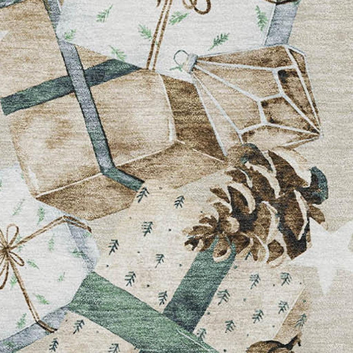 10' X 14' Geometric Washable Area Rug With UV Protection (702347) - Beige / Blue / Ivory
