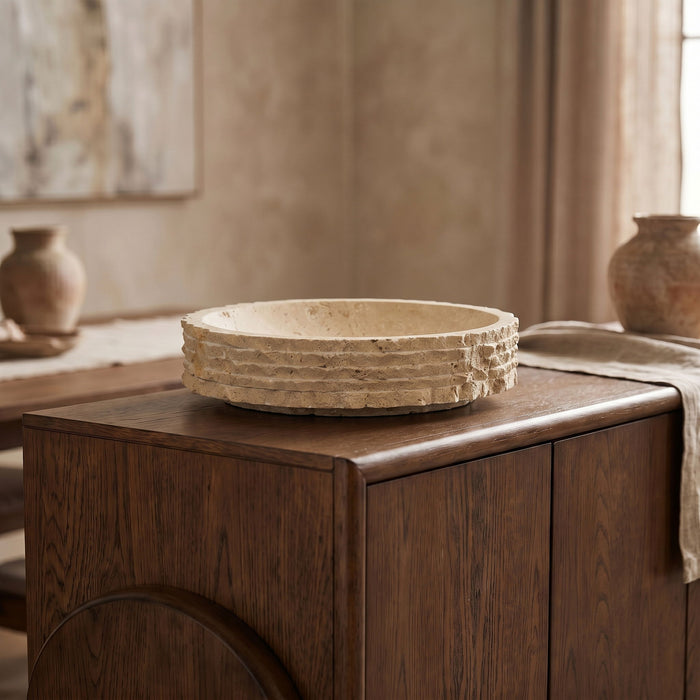Marble bowl from Meridian Furniture's Caesar collection, featuring a smooth, polished genuine marble surface for elegant tableware.