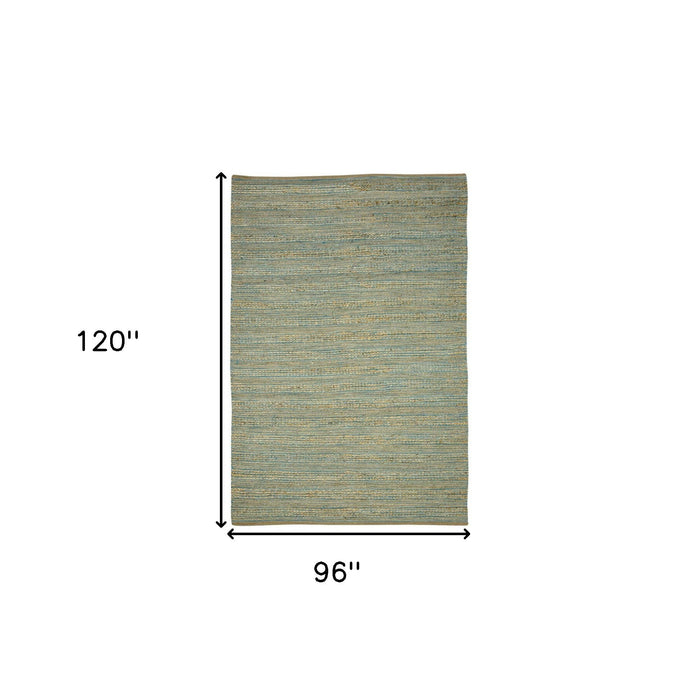 8' X 10' Jute Striped Flatweave Handmade Area Rug - Aqua