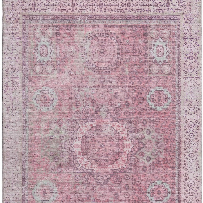 10' X 14' Oriental Washable Area Rug With UV Protection (699782) - Pink / Gray