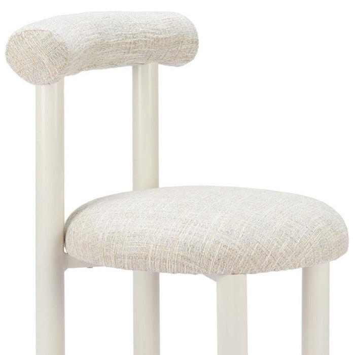 Aluminum Open Back Dining Side Chair - Beige / White