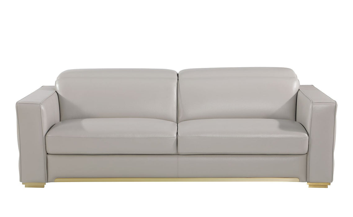 Top Grain Leather Reclining Sofa - Light Gray
