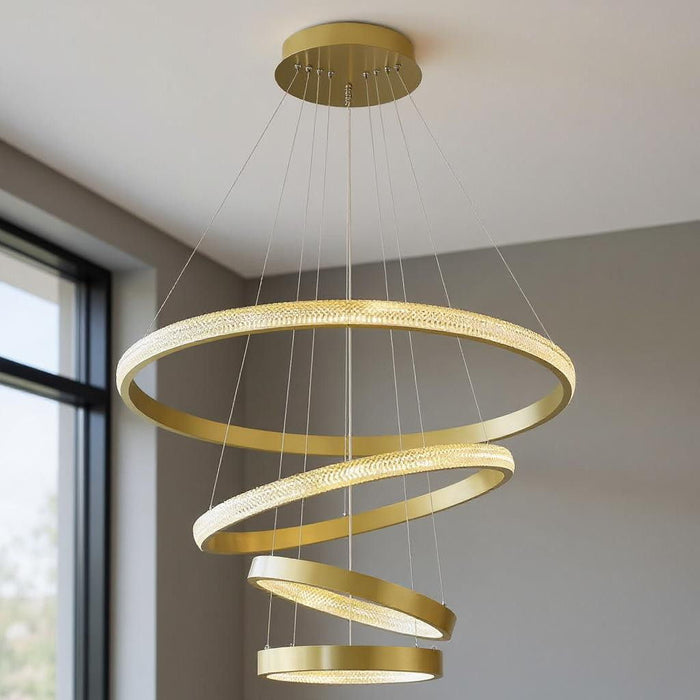 Candle Style Four Light Metal LED Dimmable Chandelier - Gold
