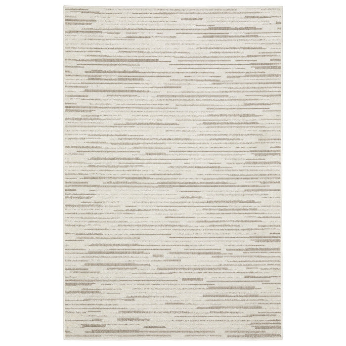10' X 13' Striped Distressed Area Rug - Ivory And Brown