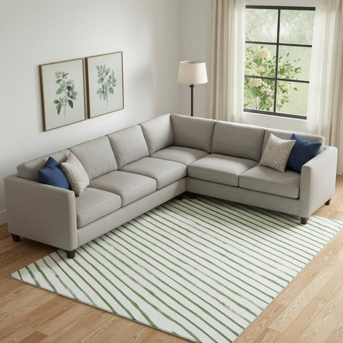 10' X 14' Abstract Geometric Washable Area Rug With UV Protection (701930) - Green / Ivory