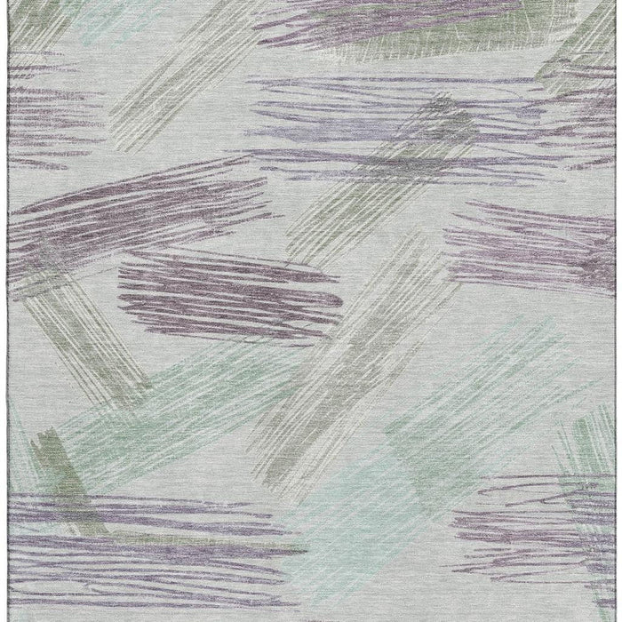 10' X 14' Striped Washable Area Rug With UV Protection (697494) - Sage / Purple / Ivory