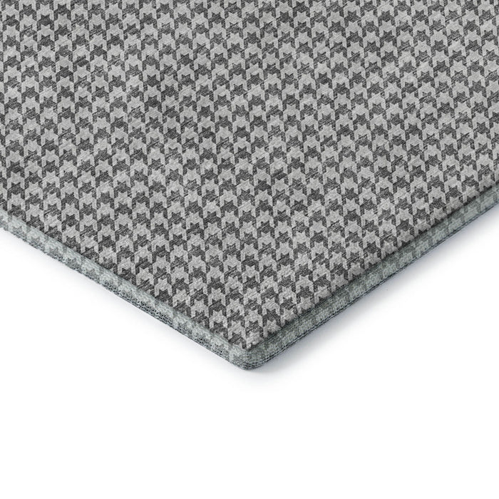 10' X 14' Houndstooth Washable Area Rug With UV Protection (645169) - Gray / Ivory