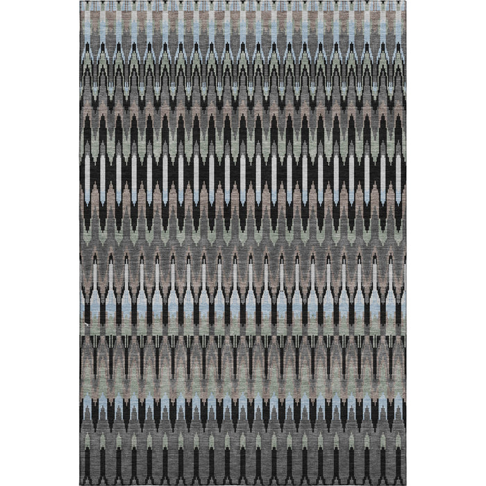 10' X 14' Southwestern Washable Area Rug With UV Protection (668217) - Black / Gray / Blue