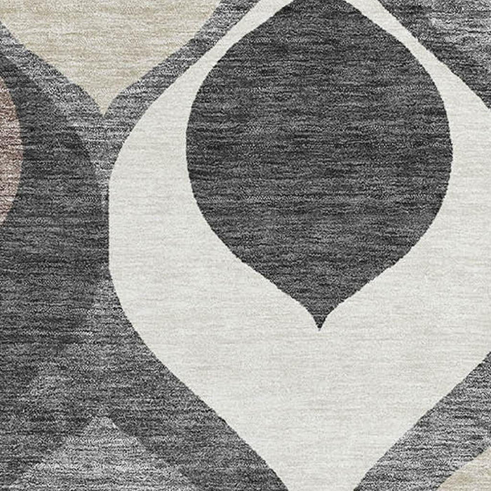 8' X 10' Ogee Washable Area Rug With UV Protection - Gray