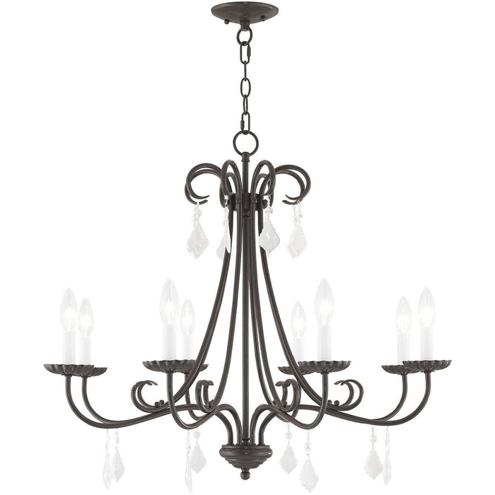 25" Eight Light Dimmable Chandelier With Shades - Bronze