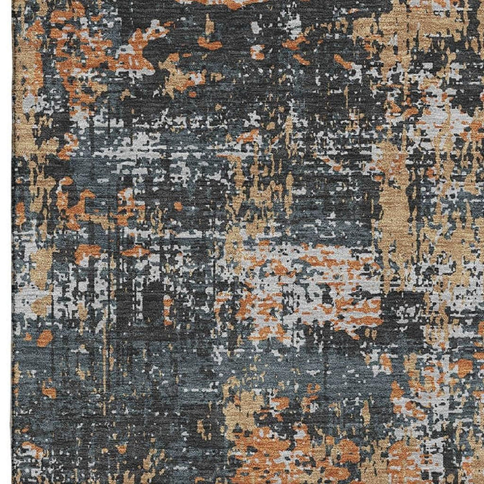 10' X 14' Abstract Washable Area Rug With UV Protection (679108) - Charcoal / Copper / Gray