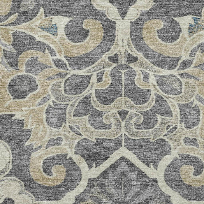 10' X 14' Floral Medallion Washable Area Rug With UV Protection (709060) - Beige / Charcoal / Blue
