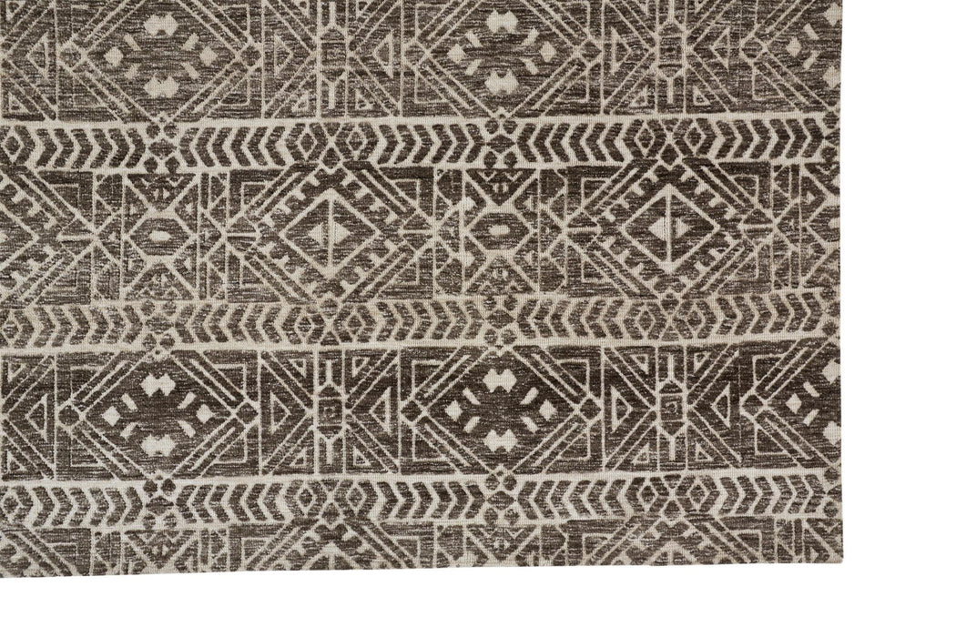 8' x 10' Striped Non Skid Area Rug - Gray And Ivory