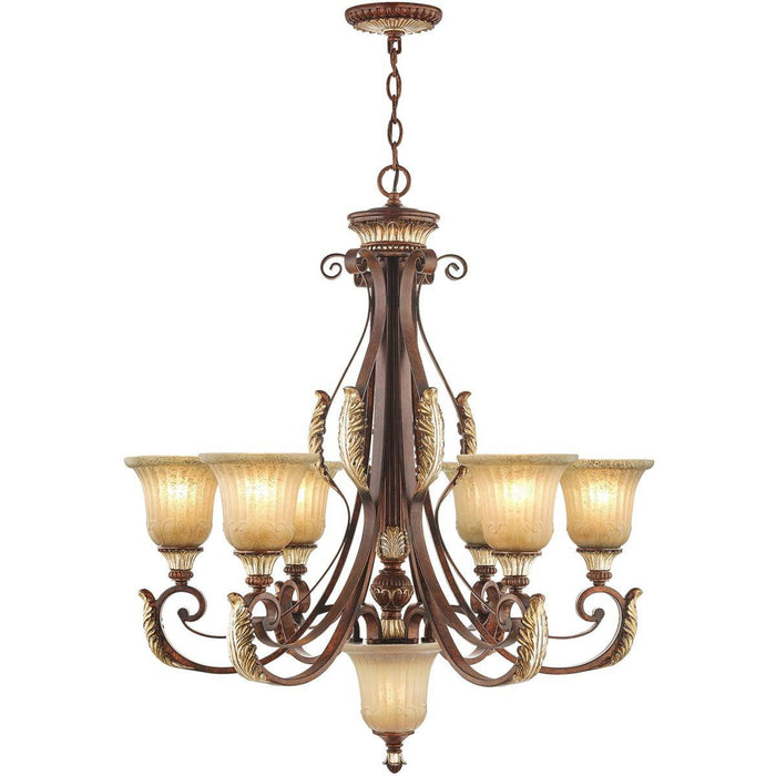 35" Seven Light Dimmable Chandelier With Shades - Bronze