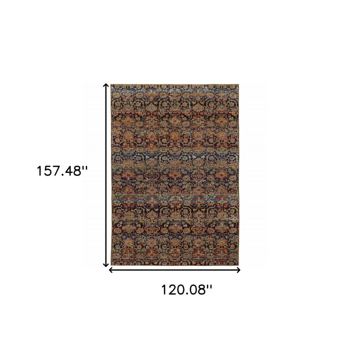 10' x 13' Abstract Power Loom Area Rug - Ivory And Blue