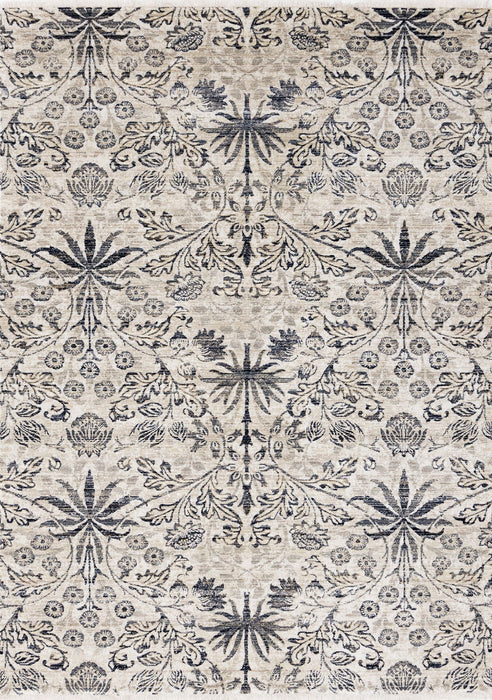 8' X 10' Floral Medallion Area Rug (660217) - Cream / Blue