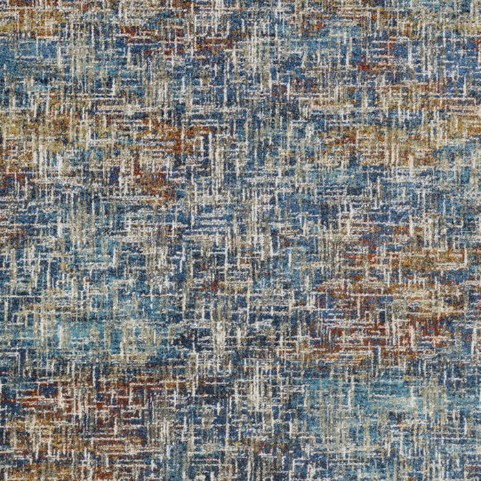 10' x 13' Abstract Power Loom Stain Resistant Area Rug - Blue Teal Gold Rust And Beige