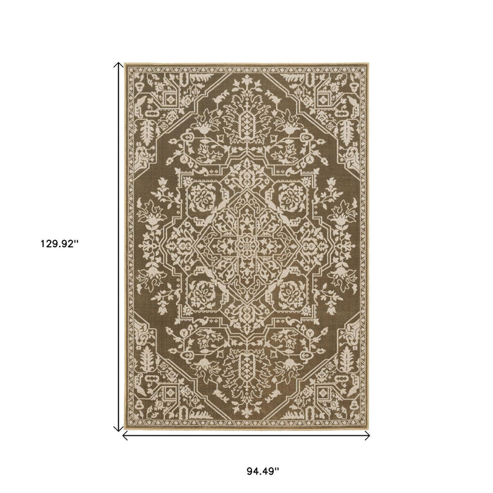 8' X 11' Oriental Area Rug - Gold And Beige