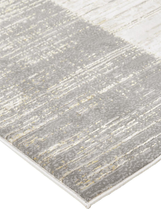 10' x 13' Abstract Stain Resistant Polyester Area Rug - Ivory And Gray