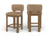 Set of two Meridian Furniture Paloma faux leather upholstered counter stools with brown frames, showcasing modern seating for kitchen or bar.