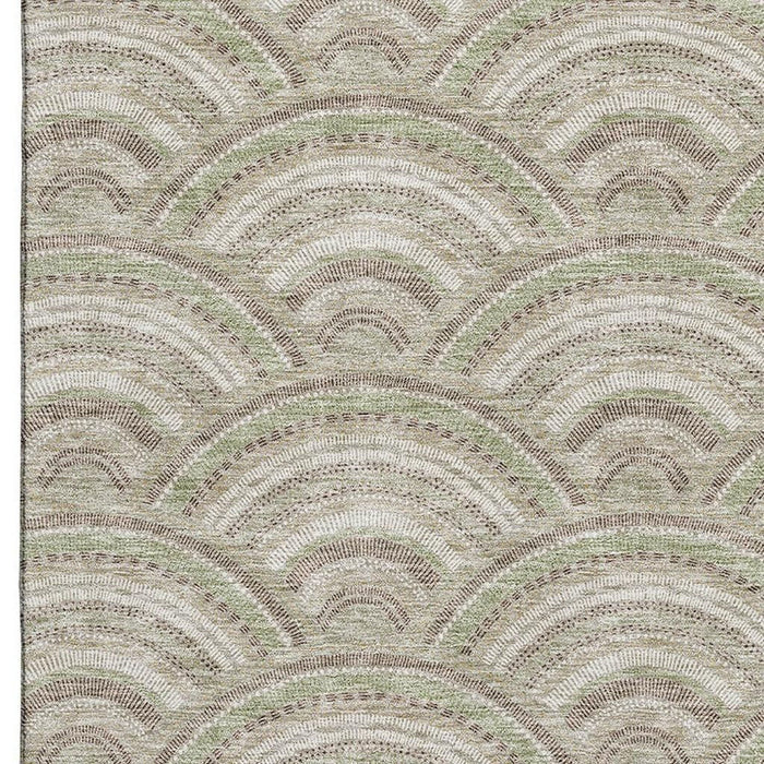 10' X 14' Geometric Washable Area Rug With UV Protection (677729) - Taupe / Ivory