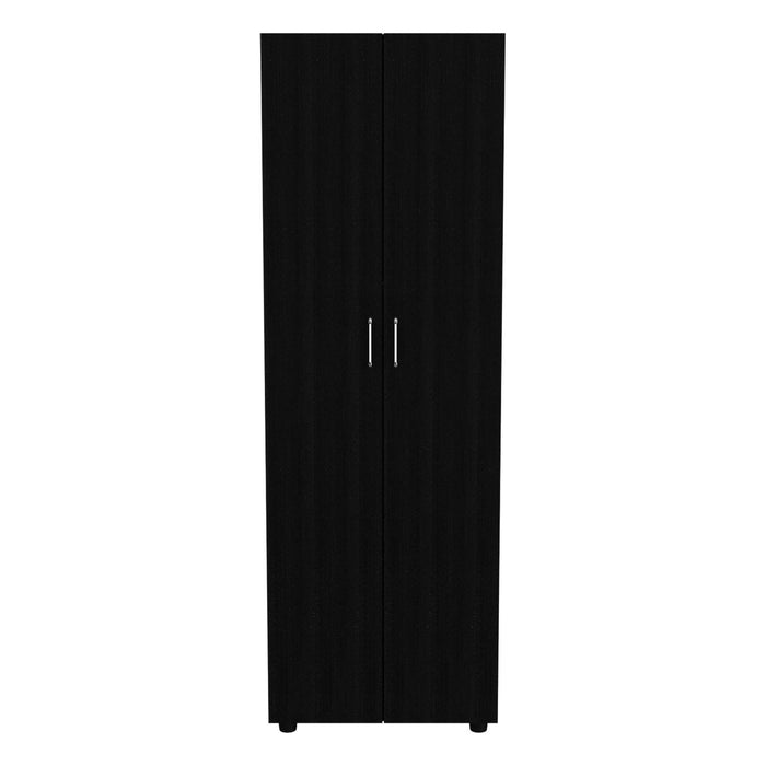 Giga armoire organizer with two shelves, hanging rod, and double doors, ideal for wardrobe storage and organization.