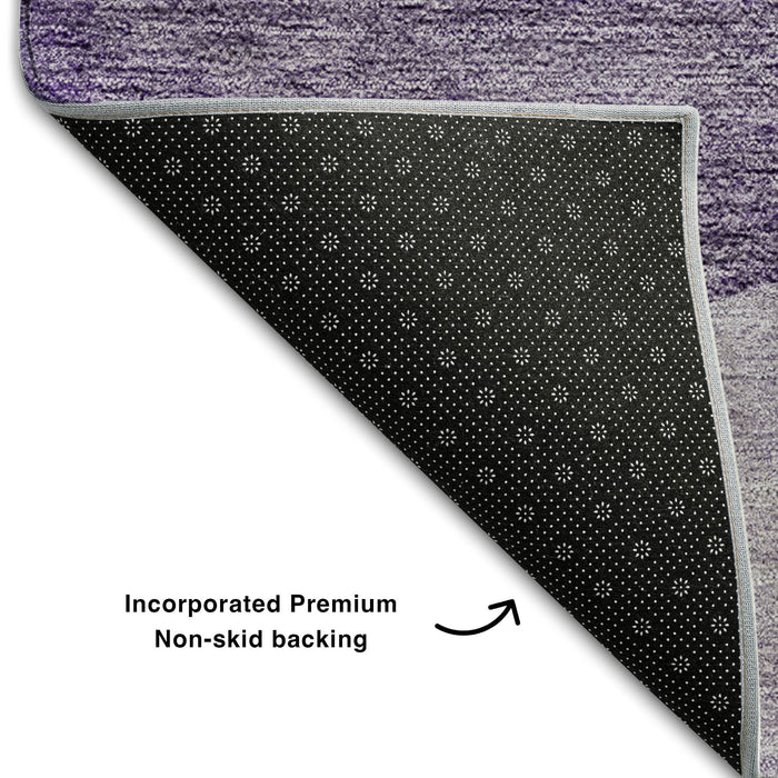 10' X 14' Geometric Washable Area Rug With UV Protection (654850) - Purple / Ivory