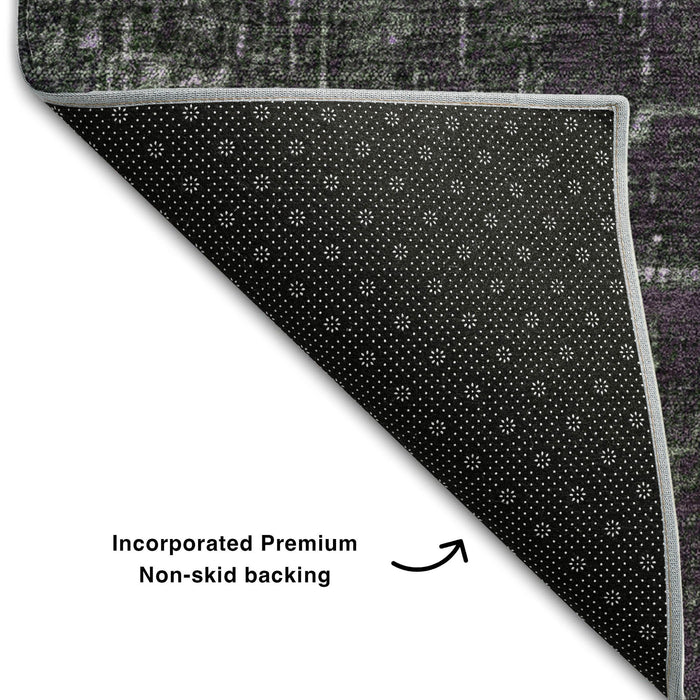 10' X 14' Ombre Washable Area Rug With UV Protection (683381) - Purple / Gray / Charcoal