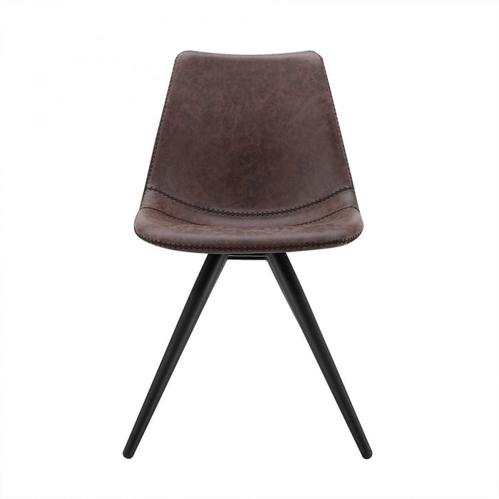Upholstered Faux Leather Dining Room Side Chairs (Set of 2) - Brown